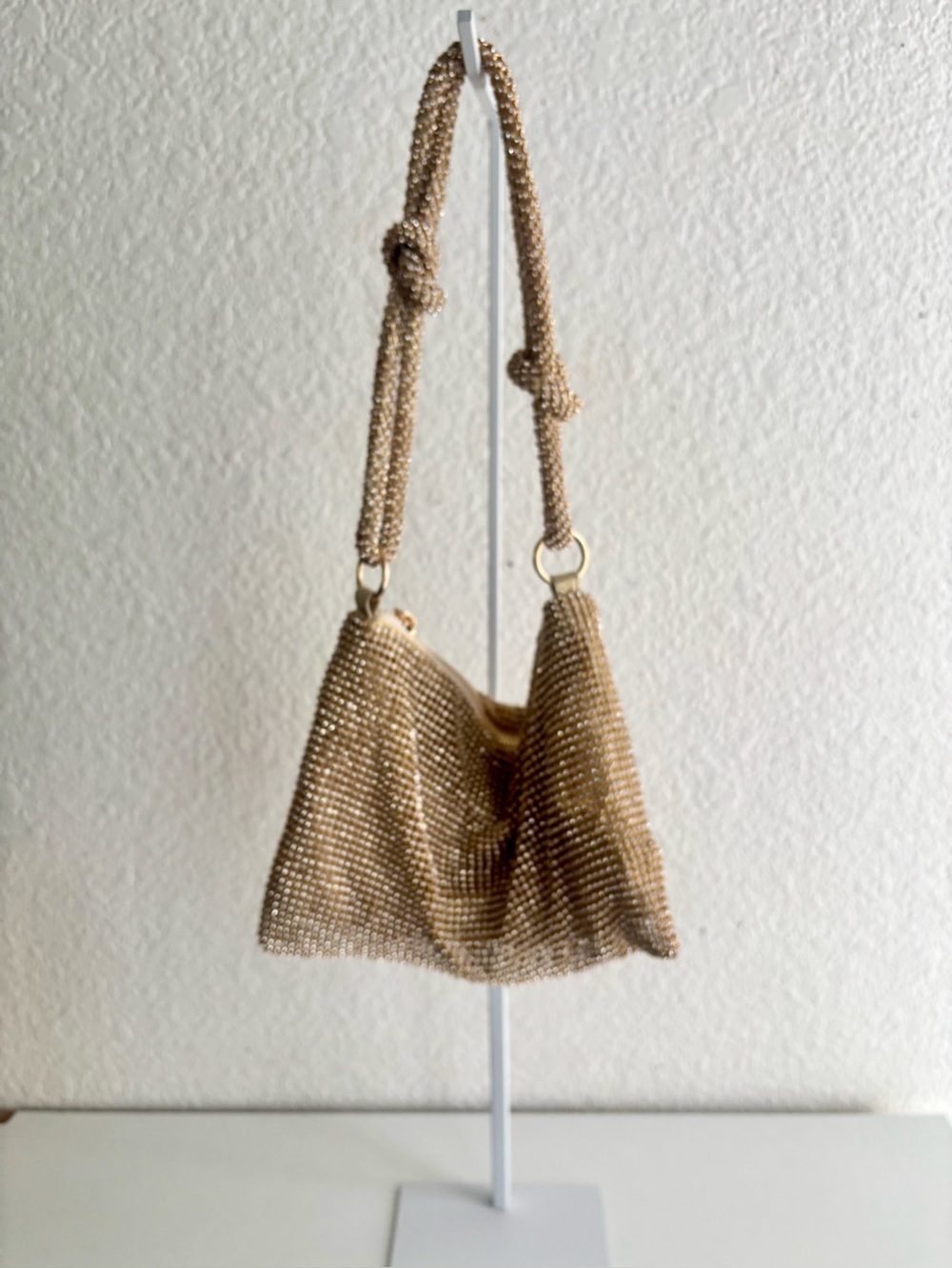 Gold Mesh Shoulder Bag - Elegant Evening Bag